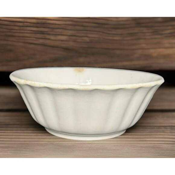 White Ironstone Bowl Late Meakin Wartime Stamp Fluted Edge Lion Unicorn 10 Inch - Picture 3 of 11